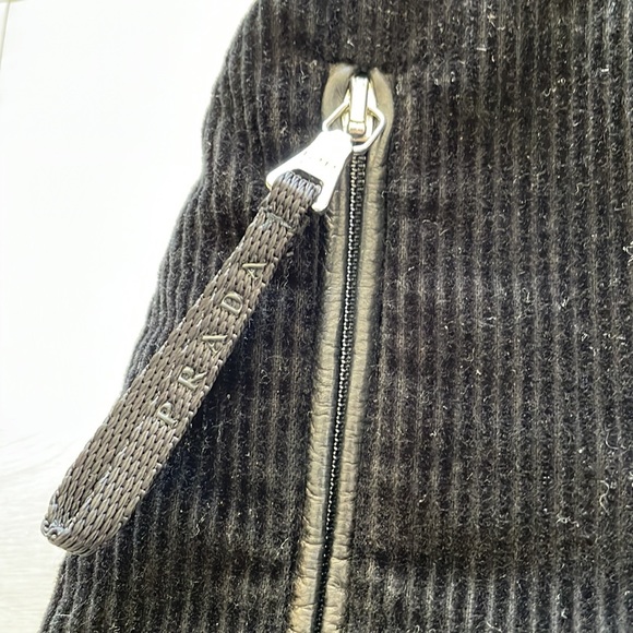 Prada Black Straight Leg Corduroy Pants with Logo on Zipper-pull. - Picture 9 of 14